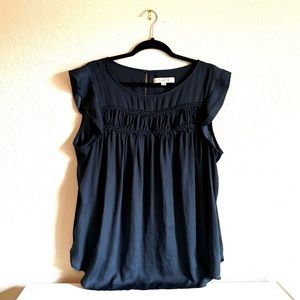 LOFT Plus Size Navy Women's Boho Peasant Blouse Top Sz XXL